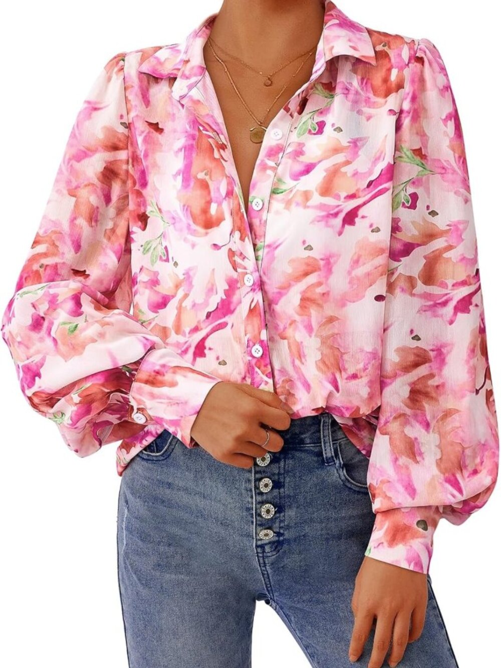 Floral Long Sleeve Blouse - Dressy Casual Fall Top for Women, Stylish & Trendy